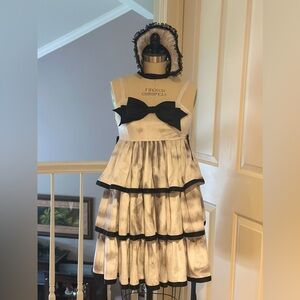 Silver Tabby Tiered Dress + Bonnet Set | Lolita / Vintage-Inspired